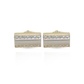 Cufflers Classic Mate Gold Rectangle Crystal Cufflinks – CU-0015 with Free Gift Box