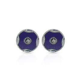 Cufflers Vintage Silver and Blue Round Cufflinks CU-1031 | Free Gift Box