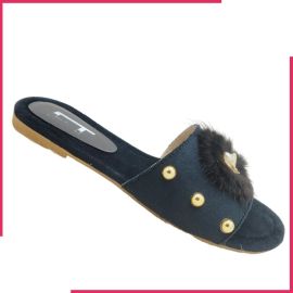 Women Black Flat Slippers SH0368
