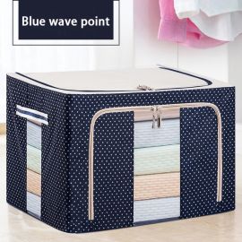 Large Capacity 66 Litter Cloth Storage Organizer With Steel Frame Foldable Storage Box - Blue