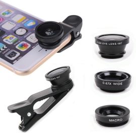 3In1 Fish Eye Wide Angle Outdoor Macro Camera Clip Lens for Universal Cell Phone