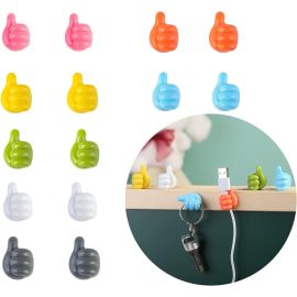10-Piece Silicone Thumb Wall Hooks: Versatile Cable Organizer Clips, Key Holders, And Utility Storage Solution – No Punching, No Nails Required