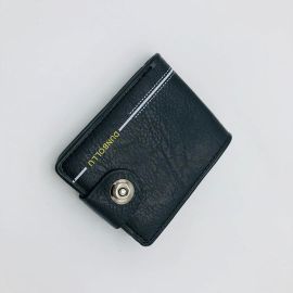 DUNBOLLU BLACK BUTTON STYLE CHINA LEATHER MEN WALLET