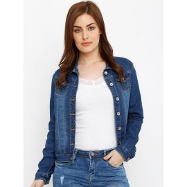 Kraus Jeans Women Blue Solid Denim Jacket