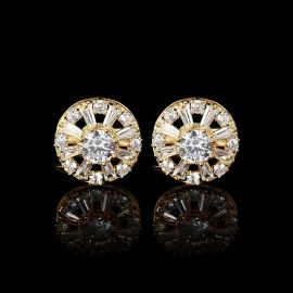 Cufflers Designer White Round Diamond Cufflinks 3016-C | High-Quality Copper Crystal | Free Gift Box