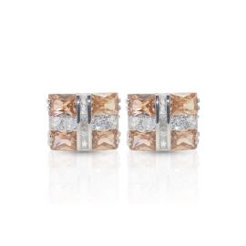 Cufflers Designer Cufflinks CU-4025 with Free Gift Box | Silver and Yellow Crystal