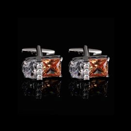 Cufflers Designer Silver Square Gemstone Cufflinks CU-4027 with Free Gift Box