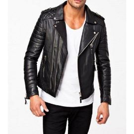 Men's Slim Fit Biker Style Leather jacket MB12
