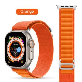 Orange Woven Nylon Loop Replacement Wristband Straps For iWatch 7, iWatch 8 44mm|45mm|49mm