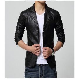 Black Pu Leather Jacket For Men