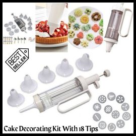 Cookie Press & Cake Decorating Barrel Kit| Barrel Kit with 12 Discs and 6 Icing Tips| Multifunctional Cookie Press Biscuit maker| Cake DIY Decorating Kit