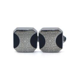 Cufflers Novelty Cufflinks CU-2023 with Free Gift Box – Black & Silver Hexagon Design