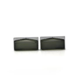 Cufflers Vintage Silver Rectangle Engraved Stone Cufflinks CU-1022 with Free Gift Box