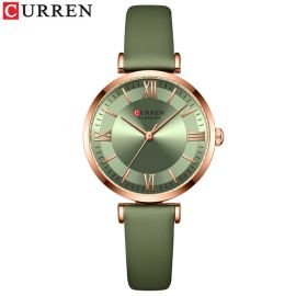 CURREN 9079 Women Quartz Watch Lady Bracelet Watches Slim Leather Wristwatch For Women Light Green