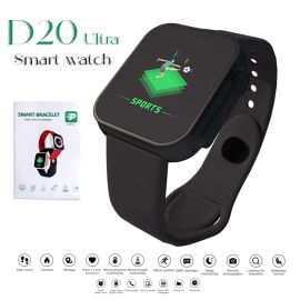 D20 Ultra Smart Watch Heart Rate Blood Pressure Oxygen Reloj Intelligent Smart Bracelet Black