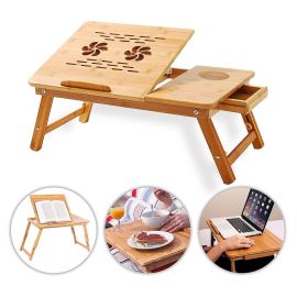 Wooden Laptop Table With Cooling Fan Bed Table Study Table With Adjustable & Foldable Legs
