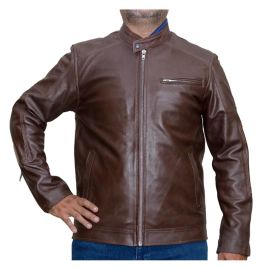 Eagle Brn Casual Brown Leather Jacket for Men