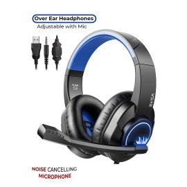 T8 Ps4 Gaming Wired Over Ear Headphones With Mic With Noise Canceling, Pc With Surround Stereo Sound, Led Light For Ps4, Pc, Laptop