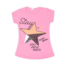 Girls Pink Star T-Shirt - GTS7TS07