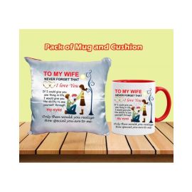 Pack of Cushion and Mug for Wife For Birthday or Anniversary