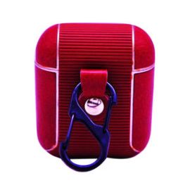 Leather Design Case Cover For Apple Airpod 1/2 With Key Chain Red