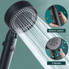 5 Modes Shower Head Water Saving Black Silver Adjustable High Pressure Shower Water Massage Eco Shower Bathroom Accessories