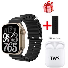  4 in 1 Smart Watch i8 Ultra Bt Calls Full Touch Screen with Earphones & 2 Straps