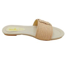 Women Cream Flat Slippers Shoes SH0370