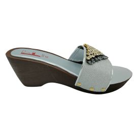 Women Silver Fancy High Wedge Shoes SH0420