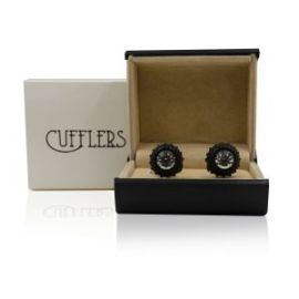 Cufflers Designer Black Circle Cufflinks CU-4004 with Free Gift Box