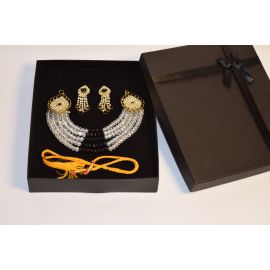 Pearl Neacklace + Rhinestone Earing ||Jewellery Set Of Girls