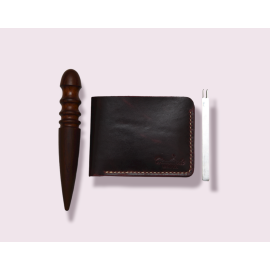 Handmade Bifold Burgundy Color Premium Wallet Model: W-01