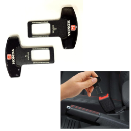 Honda Mini Metal Seat Belt Clip Black - Pair | Car Safety Belt Buckle Alarm Canceler Stopper