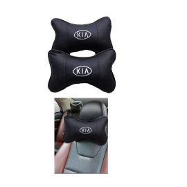 KIA Logo Neck Rest Headrest Pillow Cushion Black - Pair