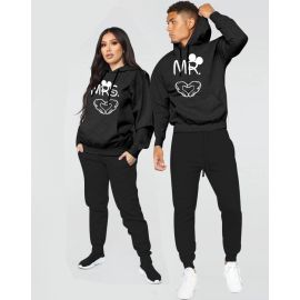 Complete Couple Suit Hoodie with Trouser - Mr & Mrs Black