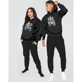 Complete Couple Suit Hoodie with Trouser - King and Queen Black