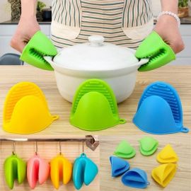2Pcs Silicone Heat Resistant Gloves Clips Insulation Non Stick Anti-slip Pot Bowel Holder Clip Cooking Baking Oven Mitts