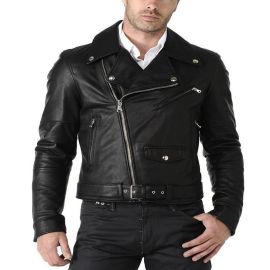 Men's Biker Style Leather Jacket MB11