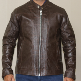 Casual Brown Leather Jacket for Men