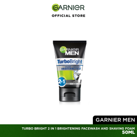 Garnier Men Turbo Bright 2-in-1 Brightening Facewash and Shaving Foam 50 ml