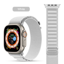 White Woven Nylon Loop Replacement Wristband Straps For iWatch 7, iWatch 8 44mm|45mm|49mm