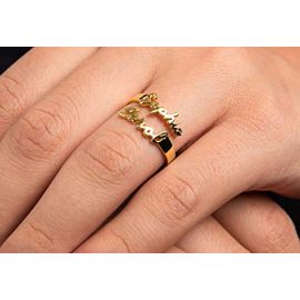 customize name ring pure 24k gold plated