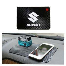 Suzuki White Logo Anti-Skid Nonslip Dashboard Mats | Silicon Type Material | Car Anti Slip Mat