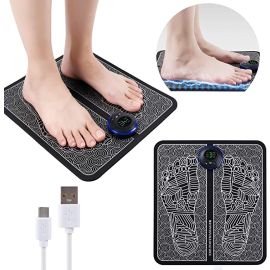 EMS Foot Massager, USB Rechargeable Folding Portable Electric Massage Mat 6 Modes with 9 Intensity Levels