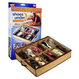 Under the Bed Shoes Organizer Under bed Shoe Storage Containers Box Bags with Clear Cover 12 PAIR UNDER BED SHOES ROUND STORAGE SPACE SAVING SHOE ORGANIZER BAG BOX NOTE random color will be delivered