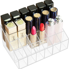 Clear 24 Slots Plastic Lipstick Organizer Small Holder