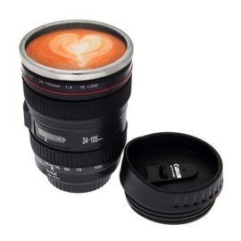 Coffee Mug Cup Stainless W Drinking Lid Camera Lens Thermos For Canon EF 24-105mm