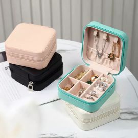 Mini Leather Square Jewellery Box, Luxury Square Cosmetic Box / Portable Travel Mini Leather Jewelry Box