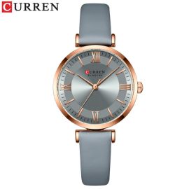 CURREN 9079 Women Quartz Watch Lady Bracelet Watches Slim Leather Wristwatch For Women Grey