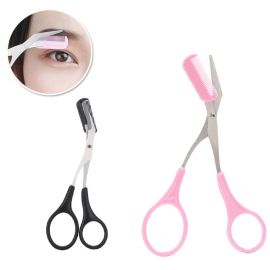 Portable Facial Hair Removal Shaping Scissor Eyebrow Trimmer With Comb